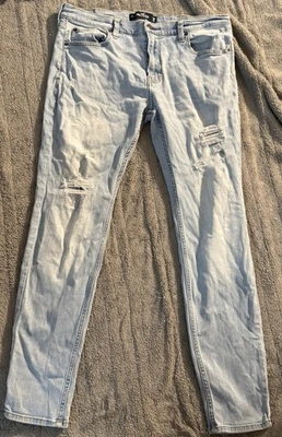 Hollister Jeans Mens 36x32 Super Skinny Advanced Stretch Light Wash Distressed - Image 1 of 4