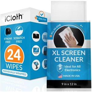 Extra-Large 24 Wipes for Smudge-Free Screens - Perfect for Smart TVs & Devices - Picture 1 of 9