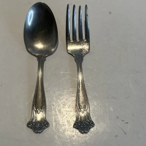 H&T Mfg Co 4” Spoon And Fork. Silverplate - Picture 1 of 7