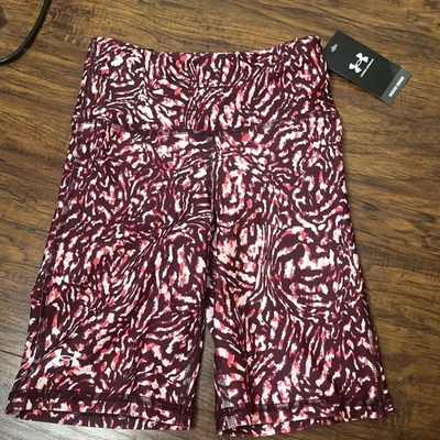 Under Armour HeatGear Armour All Over Print Bike Shorts Black Rose/Pink XS - Image 1 of 3