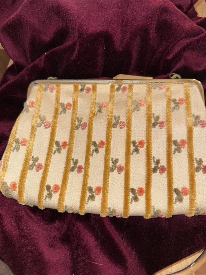 Vintage Ladies Evening Handbag West Germany Silk Embroidered Floral Clutch - Image 1 of 4