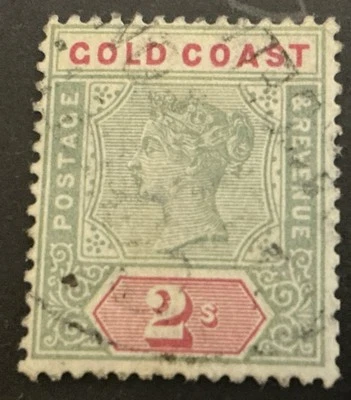 Gold Coast Victoria 2/-  Green & Carmine Definitive SG32 F /VF C/V £60.00 2025. - Image 1 of 2