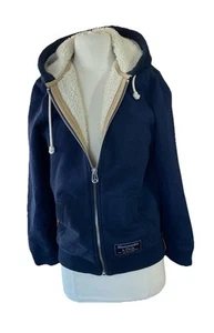Abercrombie & Fitch Women’s Sherpa Lined Hoodie Jacket Sz XS Navy Blue Full Zip - Picture 1 of 10