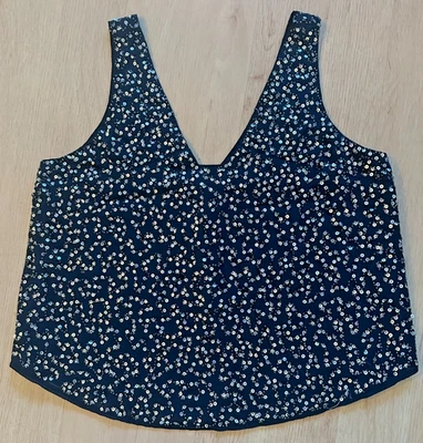 CAMISETA SIN MANGAS HARLOWE & GRAHAM LENTEJUELAS NEGRA Y DORADA - GRANDE Foto 1 de 4