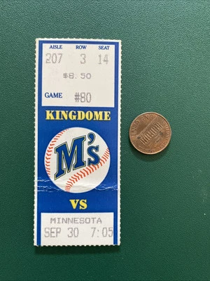 KEN GRIFFEY JR 1989 Twins Mariners Ticket Stub EDGAR MARTINEZ VIZQUEL PUCKETT - Image 1 of 2