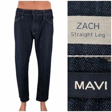 Mavi Zach Men's 35 X 28 Jeans Straight Leg Dark Blue Denim Cotton Blend EUC
