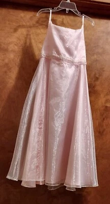 Vestido de fiesta/desfile con correa de espagueti Marmellata para niñas, talla 10, rosa, superposición transparente Foto 1 de 4