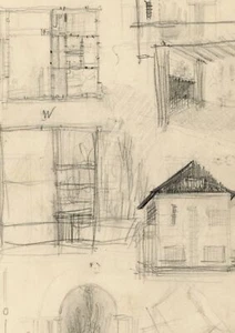 Willi Schmid Haus Innenraum Entwürfe Tegernsee Münchener Secession Zeichnung - Picture 1 of 3