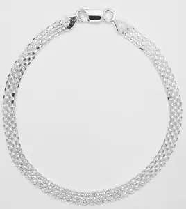 Bismark Ankle Bracelet 10 inches Long 6mm wide 925 Sterling Silver Anklet Italy - Picture 1 of 7