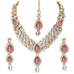 Último Elegante Conjunto de Joyería Collar Kundan Tradicional Chapado en Oro 18k - Imagen 1 de 5