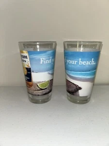 Corona Extra "Find your Beach" Pint Glasses Set of 2 Beer Mugs - Picture 1 of 7