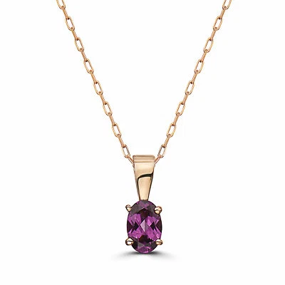 Birthstone 14K Rose Gold Rhodolite Garnet 0.55 cts 18" Pendant Necklace - Image 1 of 4