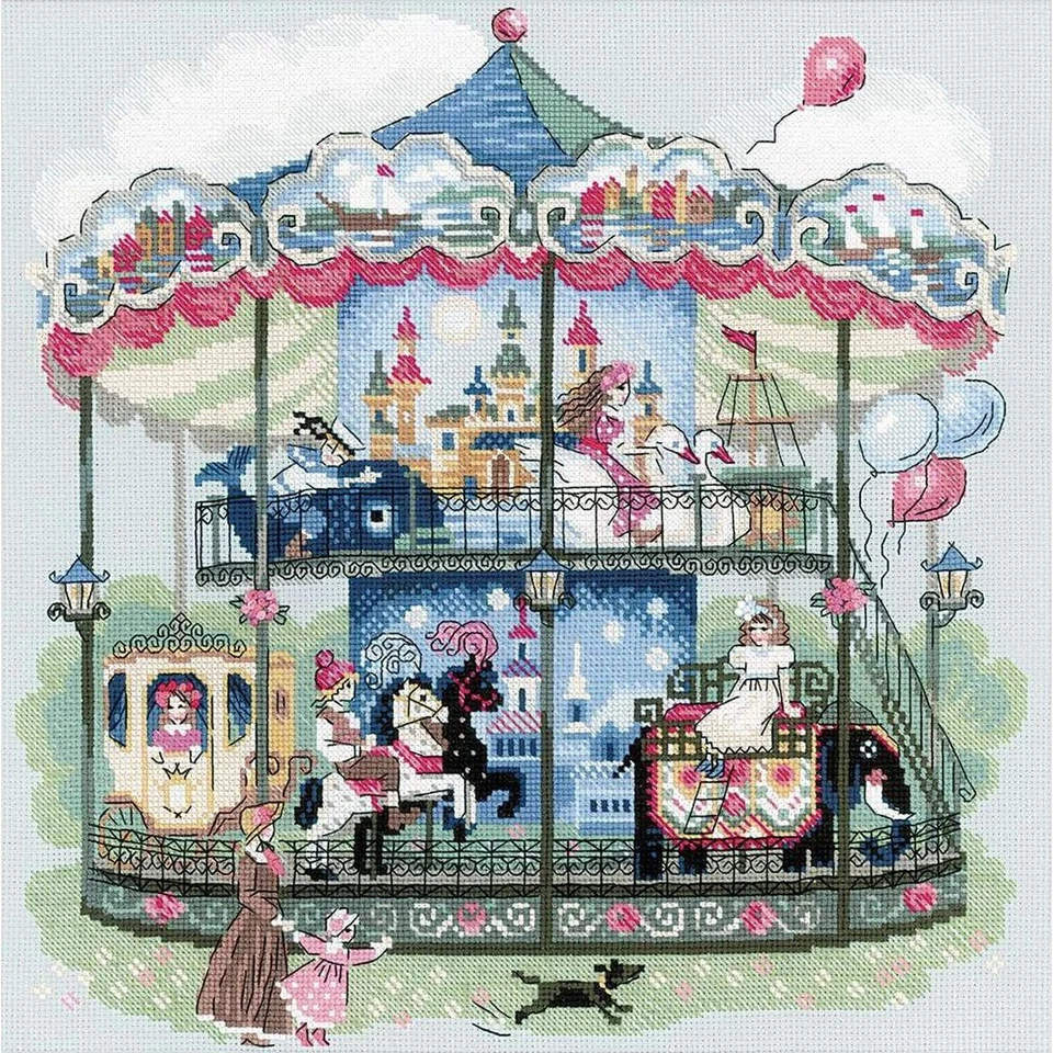 RIOLIS Counted Cross Stitch Kit Victorian Carousel 14 Count Wool Acrylic 1458