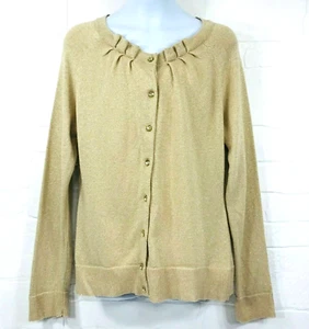 New York & Company gold w/metallic thread ruffled neck holiday sweater Girl's L - Picture 1 of 11
