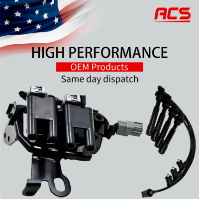 OEM Ignition Coil + 4X Spark Wire Set For Hyundai Elantra Kia Spectra 2.0L UF419 - Image 1 of 4