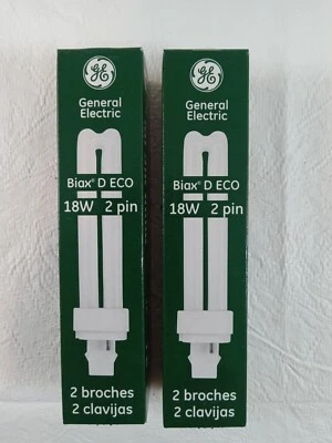 2 GE GENERAL ELECTRIC CFL Fluorescent BIAX D ECO 18W 2 Pin F18DBX/827/ECO Bulb - Image 1 of 4