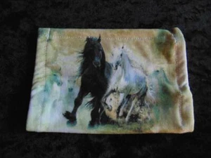 BLK & WHT HORSES PRINTED SOFT COTTON KNIT FACE MASK FROM PAWS & PALS COLLECTION - Picture 1 of 1