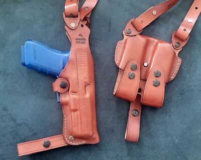 Armadillo Tan Leather Verticall Shoulder Holster for Beretta F92/96 P2V-F92