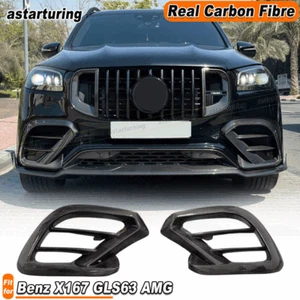 For Benz X167 GLS63 2021-2025 REAL CARBON Front Lamp Grill Air Vent Covers Trim - Imagen 1 de 6