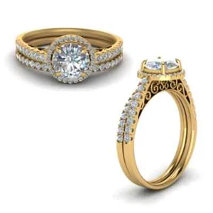 Bridal Diamond Ring IGI Certified Lab Grown 1.70Ct Round Cut 14K Yellow Gold - Picture 1 of 9
