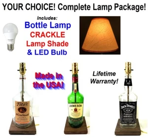 IHRE WAHL Schnaps Bar Flasche Tischlampe mit CRACKLE Schirm & LED Glühbirne - Bild 1 von 5