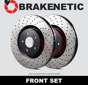 FRONT SET BRAKENETIC Premium Cross Drilled Brake Disc Rotors BNP65051.CD