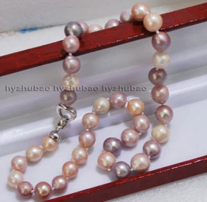 Collar de Perlas Edison Barroco Colorido Rosa Púrpura Mar del Sur Natural 10-12mm 18" - Imagen 1 de 6