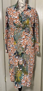 Rumisu Enchanted Forest Women’s Shirt Dress Vacation Summer 100% Silk MED/LRG - Picture 1 of 13