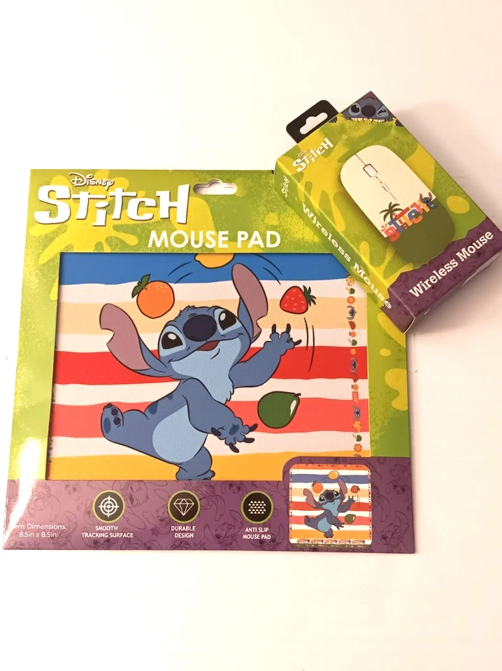 Disney Stitch Mouse Pad & Wireless Mouse Combo Cute Desk Set New - Image 1 of 4