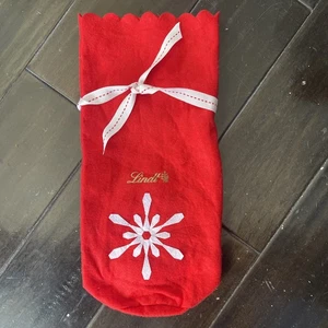 Lindt Holiday Felt Gift Bag Empty Christmas Snowflake White Ribbon Wrap - Picture 1 of 6
