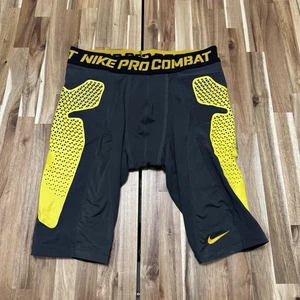 Nike Pro Combat Compression Sliding Shorts Mens XL Gray Yellow MLB Baseball - Picture 1 of 5