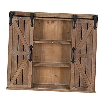  Gabinete de almacenamiento de pared de madera Cates con dos puertas correderas de granero marrón rústico Foto 1 de 4