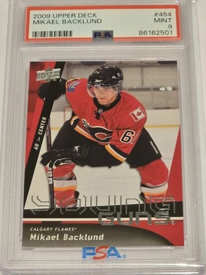 2009 Upper Deck #454 Mikael Backlund Young Guns Rookie RC PSA 9 MINT King Clancy - Image 1 of 2