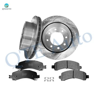 6 Rear 330mm Drilled Brake Rotors-Ceramic Brake Pad To 2006-2017 GMC Savana 3500 - Image 1 of 4