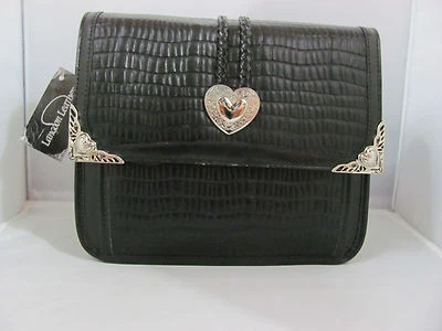 NUEVO CON ETIQUETAS Langdon Cuero Doncella Cartera Corazón Bolsillo Bolso de Mano Bolso de Hombro Negro Foto 1 de 4