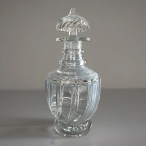 Antico decanter in vetro taglio Regency con tappo a fungo, C 1820 - Foto 1 di 14