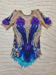 Rhythmic Gymnastics Leotard Swarovski Crystals 135-140 Cm 10-12 Years - Picture 1 of 9