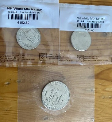 Uncirculated US Mint 1986 Ellis Island Half Dollar + 2 White Mountain Quarters - Image 1 of 4