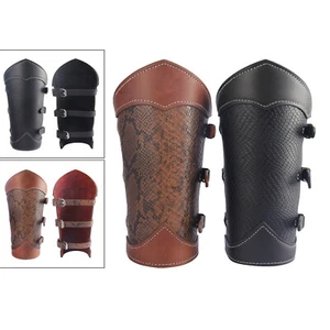 PU Leather Wristband Medieval Bracers Wrist Guard Arm Armor Cuff Cosplay - Picture 1 of 7