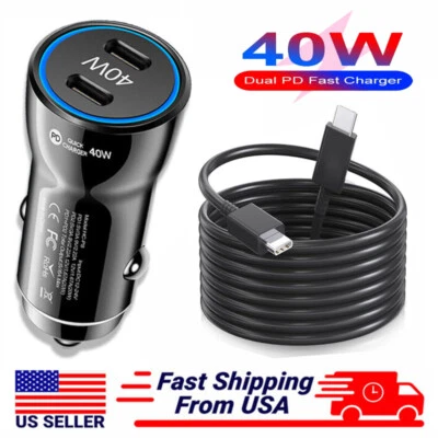 40W Double USB C Fast Car Charger Type-C Cable For Google Pixel 8 7 6 Pro 7a 6a - Image 1 of 4