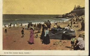 AUST. POST CARD "COOGEE BEACH " WITH 1909 1/2d GREEN KING EDWARD VII STAMP USED