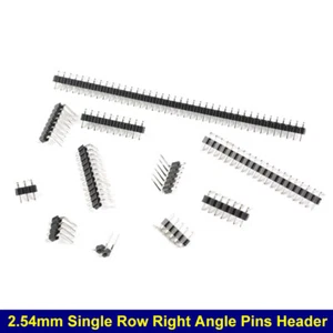 2.54mm Pitch Male Right Angle Pins Header Strip Single Row for PCB Breadboard - Picture 1 of 10