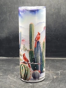 Red Cardinals Watercolor Landscape Cactus 20oz Stainless Steel Tumbler #20072 - Picture 1 of 3