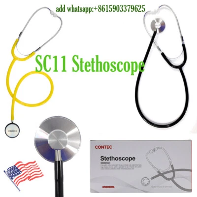 CONTEC Cardiology Stethoscope Tunable Diaphragm Black Edition Single Head Professional