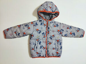 Boys 2T Disney Red Gray Mickey Mouse Winter Puffer Jacket
