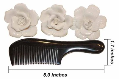 Peine de cuerno de búfalo con mango de una pieza hecho a mano premium, 100 % natural, sin estática (negro) Foto 1 de 3