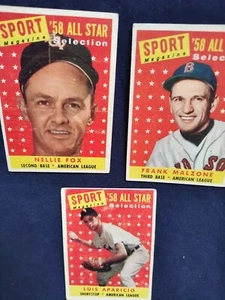 1958 Topps Baseball 3-Card Lot AL All Star Selections Aparicio Fox Malzone VG - Picture 1 of 5