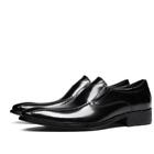 Chic Mens Pointed Toe Leather Slip-On Low Heel Shoes Dress Work Business Wedding