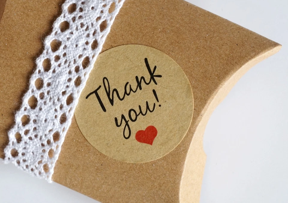12 Sticker Vintage rund "THANK YOU"selbstklebend Etiketten Label Tags Handmade - Bild 1 von 1