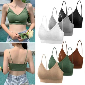 Women Strappy Sport Yoga Low U-Back Bralette Padded Bra Crop Top Cami Vest Tank* - Picture 1 of 25